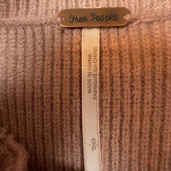 Free People Oversized Ribbed Turtleneck Sweater Pink Small Slouchy Knit - Picture 5 of 6